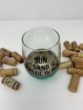 Load image into Gallery viewer, Sun. Sand. Cocktail in Hand Wine Glass