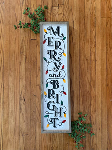 Merry and Bright Wood Hanging Sign