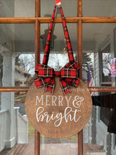 Load image into Gallery viewer, Merry and Bright Door Hanger Sign